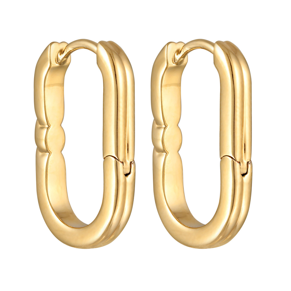Elli Elli Boucles d'Oreilles Femmes Créoles Ovale Basique Couleur Or Boucles d'oreilles