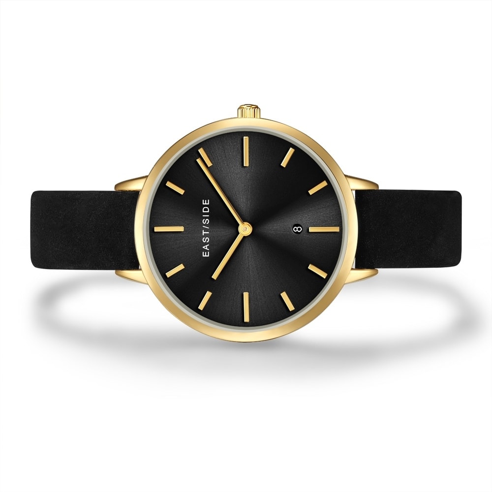 EASTSIDE Montre à quartz Classic en Or jaune Cuir véritable en Noir Montre