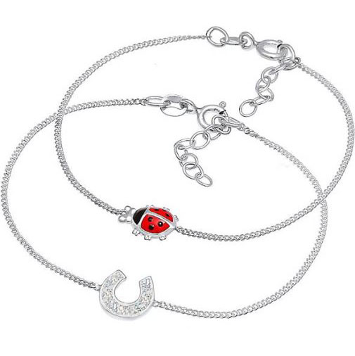 Elli Armband Kinder Marienkäfer Hufeisen 2er Set 925 Silber