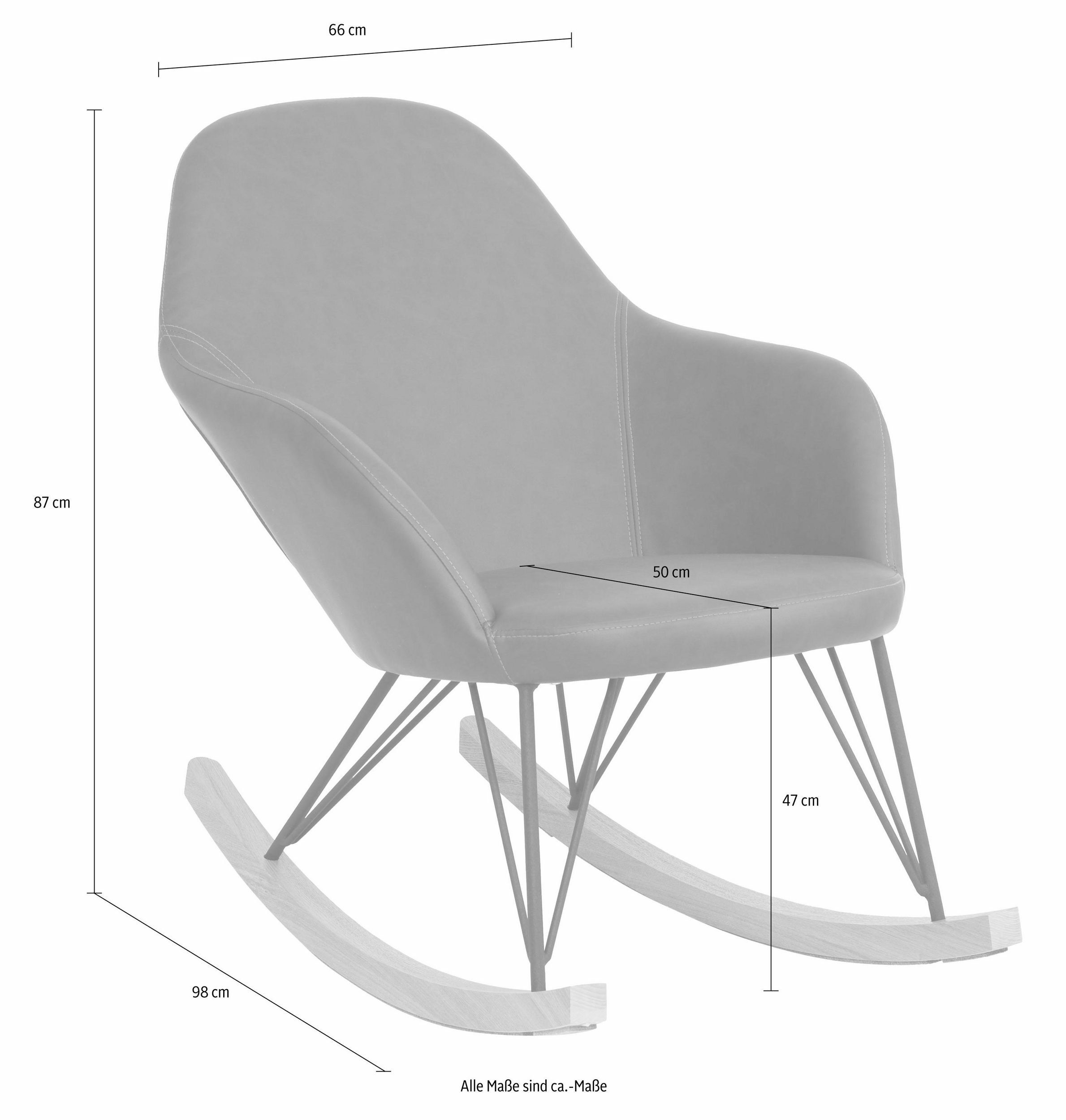 loft24 Schaukelstuhl Tamara, Kufen aus Eichenholz, Sitzhöhe 47 cm