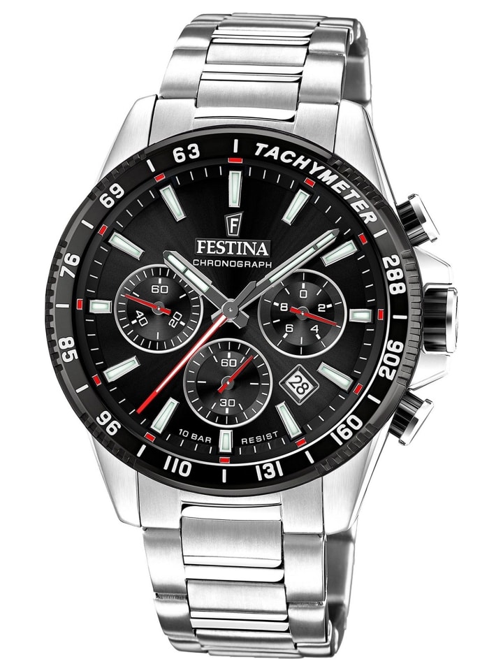 Festina Herrenuhr Chronograph Stahl/Schwarz günstig kaufen onesize
