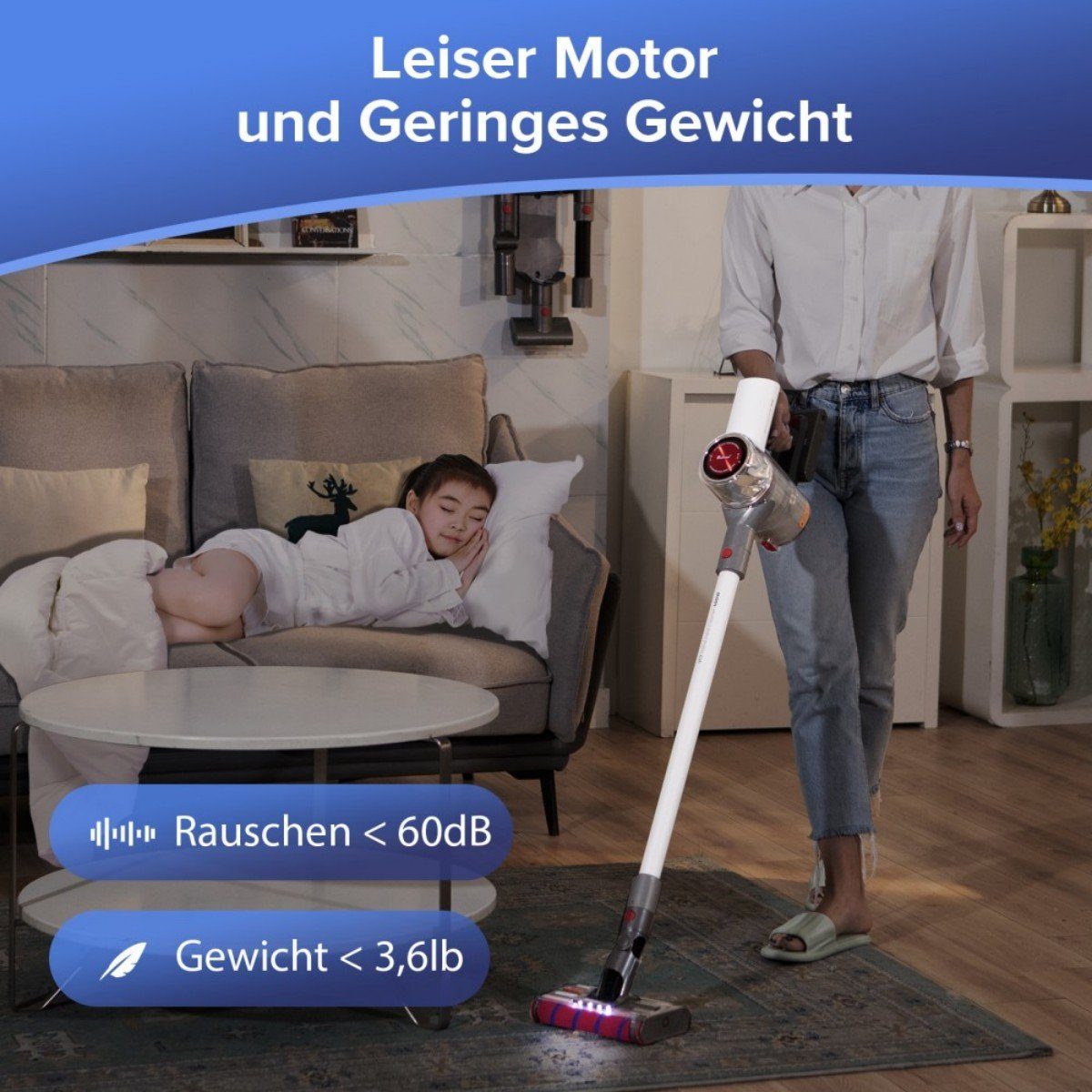 redroad Akku-Stielstaubsauger 17, 450,00 W, beutellos, 5 in1 Handstaubsauger, 26.5KPa Staubsauger Kabelloser Stielsauger
