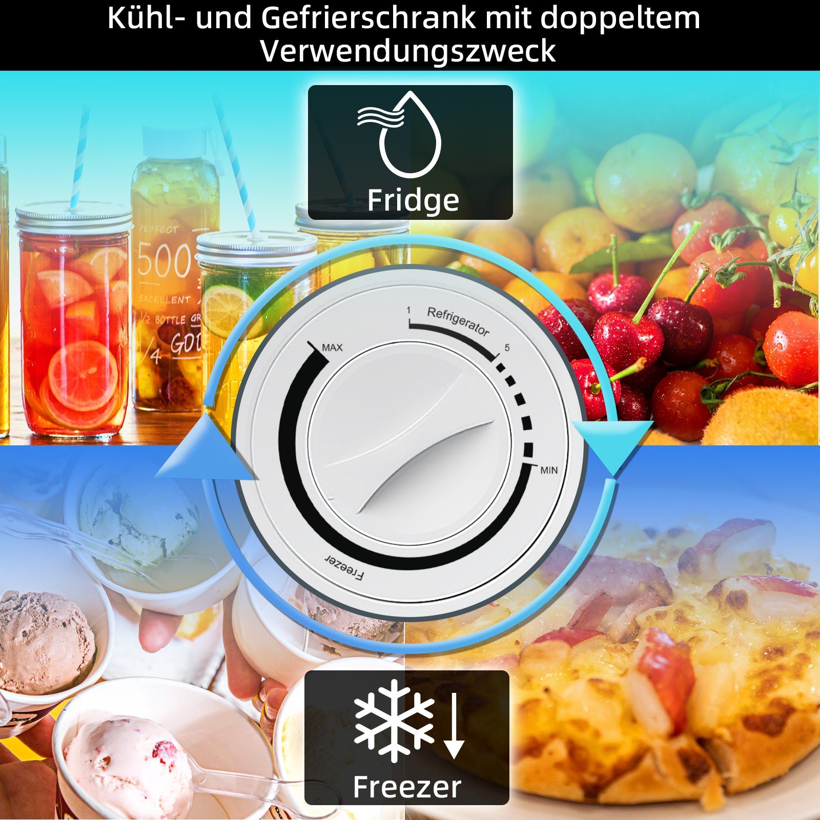 CHiQ Gefrierschrank CSD31D4E, 44.7 cm hoch, 47.4 cm breit, 31L,Mini Bar,4-Sterne-Gefrier,12 Jahre Garantie auf den Kompressor