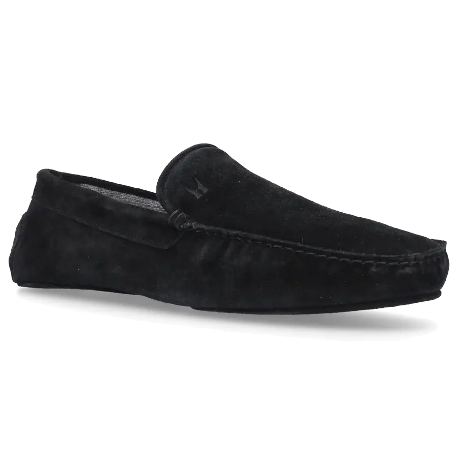 Moreschi - Pantoletten Veloursleder Logo schwarz - schwarz