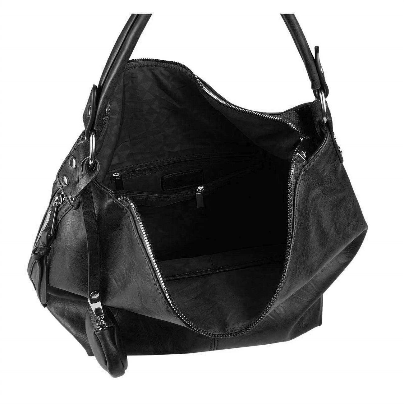 ITALYSHOP24 Schultertasche XXL Damen Tasche Schultertasche Shopper Hobo-Bag, ein Leichtgewicht, als Handtasche, Henkeltasche tragbar