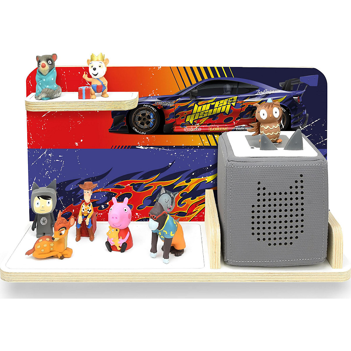 Regal für Musikbox Rennwagen, klein - geeignet für Toniebox
