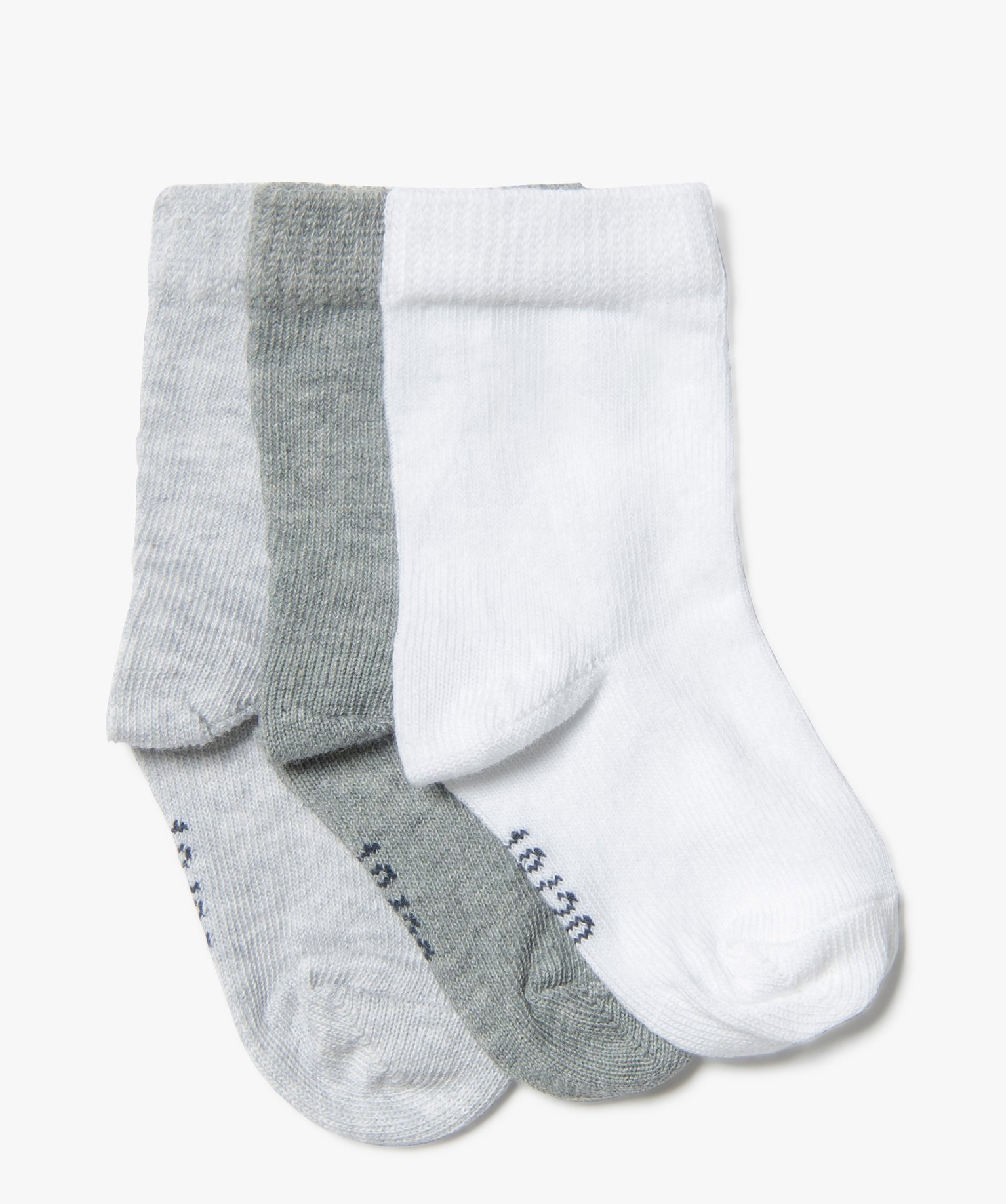 Chaussettes tige haute en coton biologique uni bébé fille ... blanc | GEMO