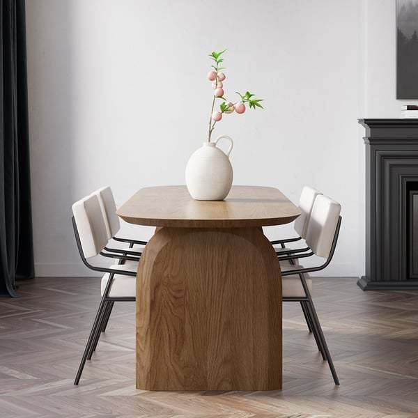 Dining Table Solid Wood Top & Pedestals for 6