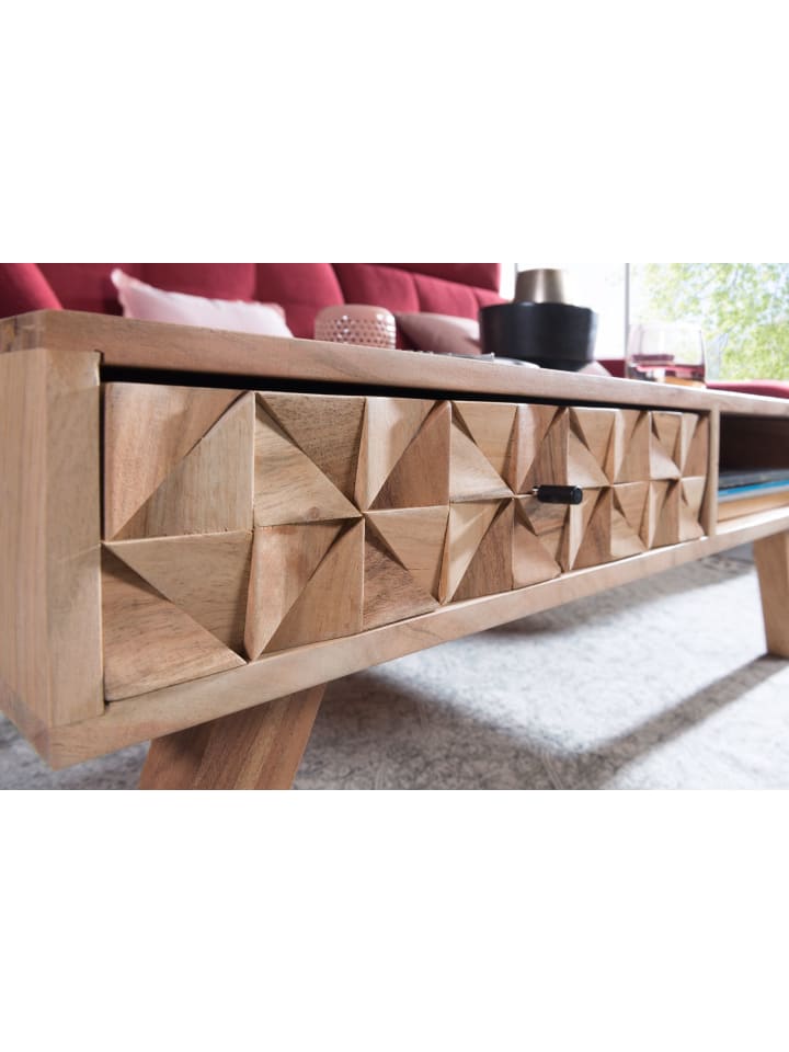 KADIMA DESIGN Couchtisch REWA 95x35x50cm Massivholz Sofatisch, Design günstig kaufen onesize
