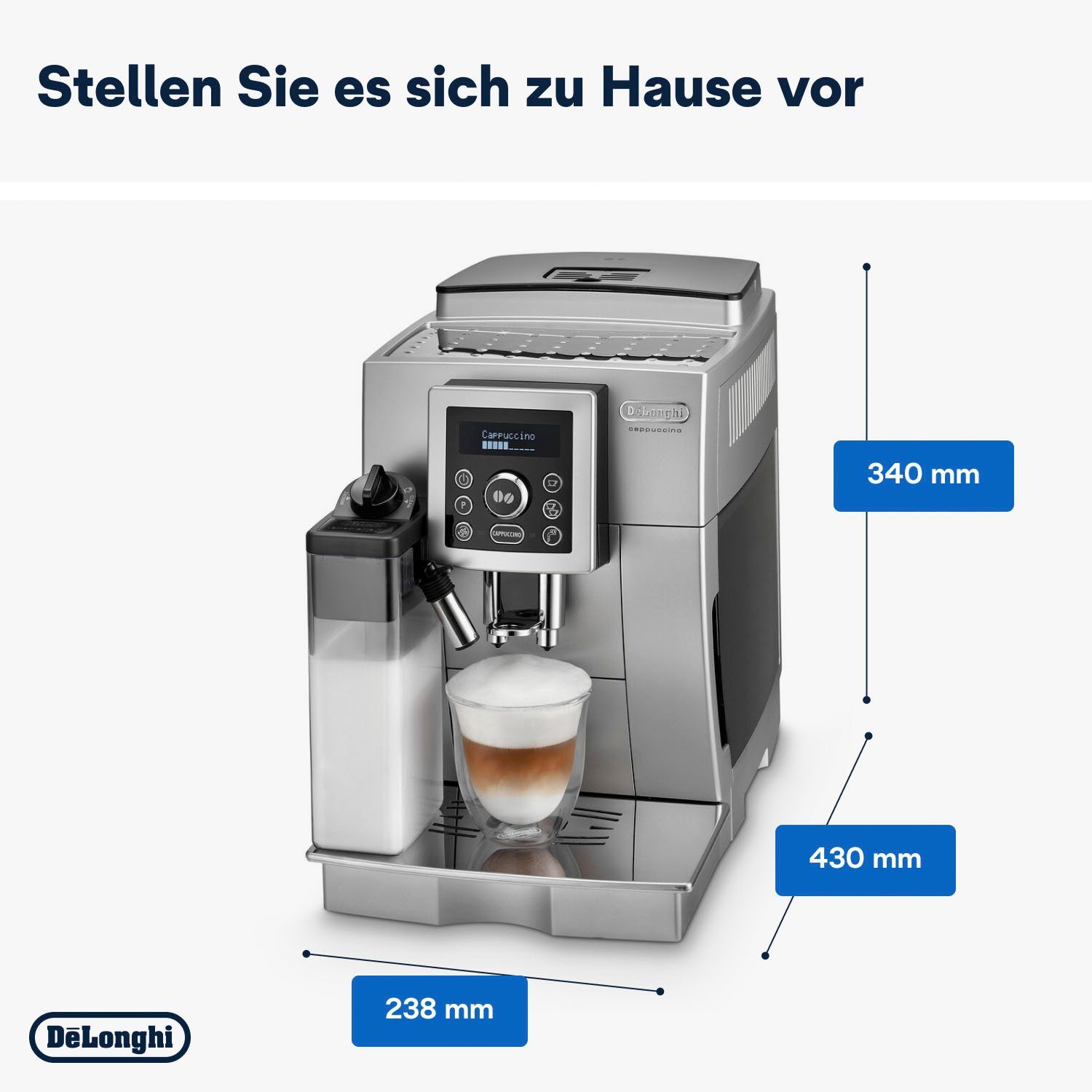 De'Longhi Kaffeevollautomat ECAM 23.466.S, mit LatteCrema Milchsystem, Silber