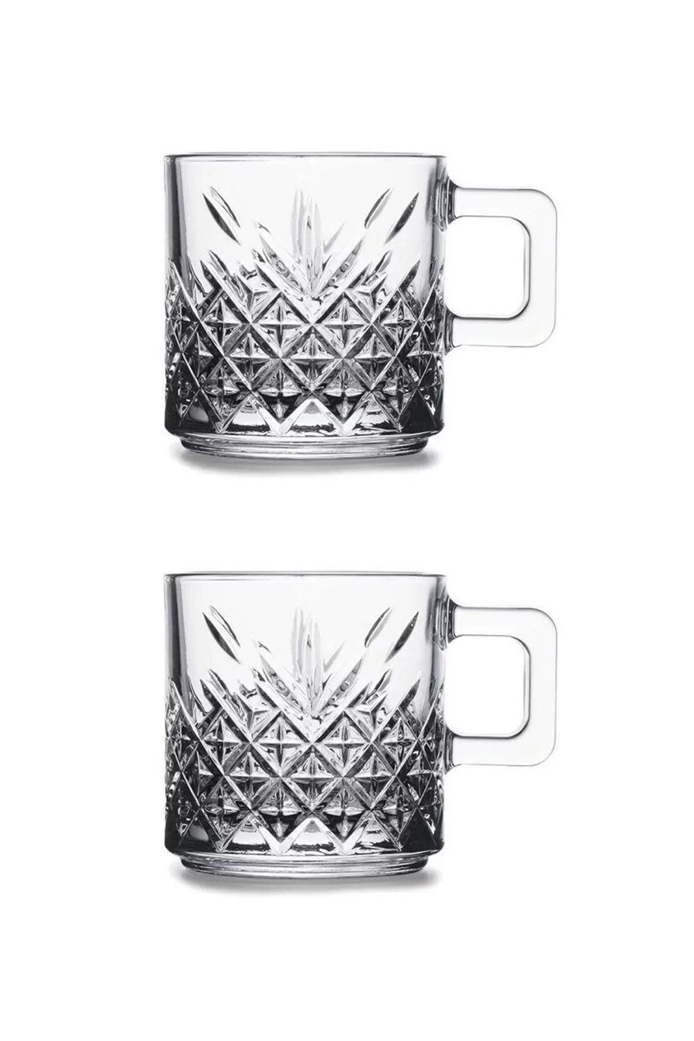 Pasabahce Gläser-Set 2er Timless, Glas, Becher mit Quarzgriff Teeglas Set 2 Teilig