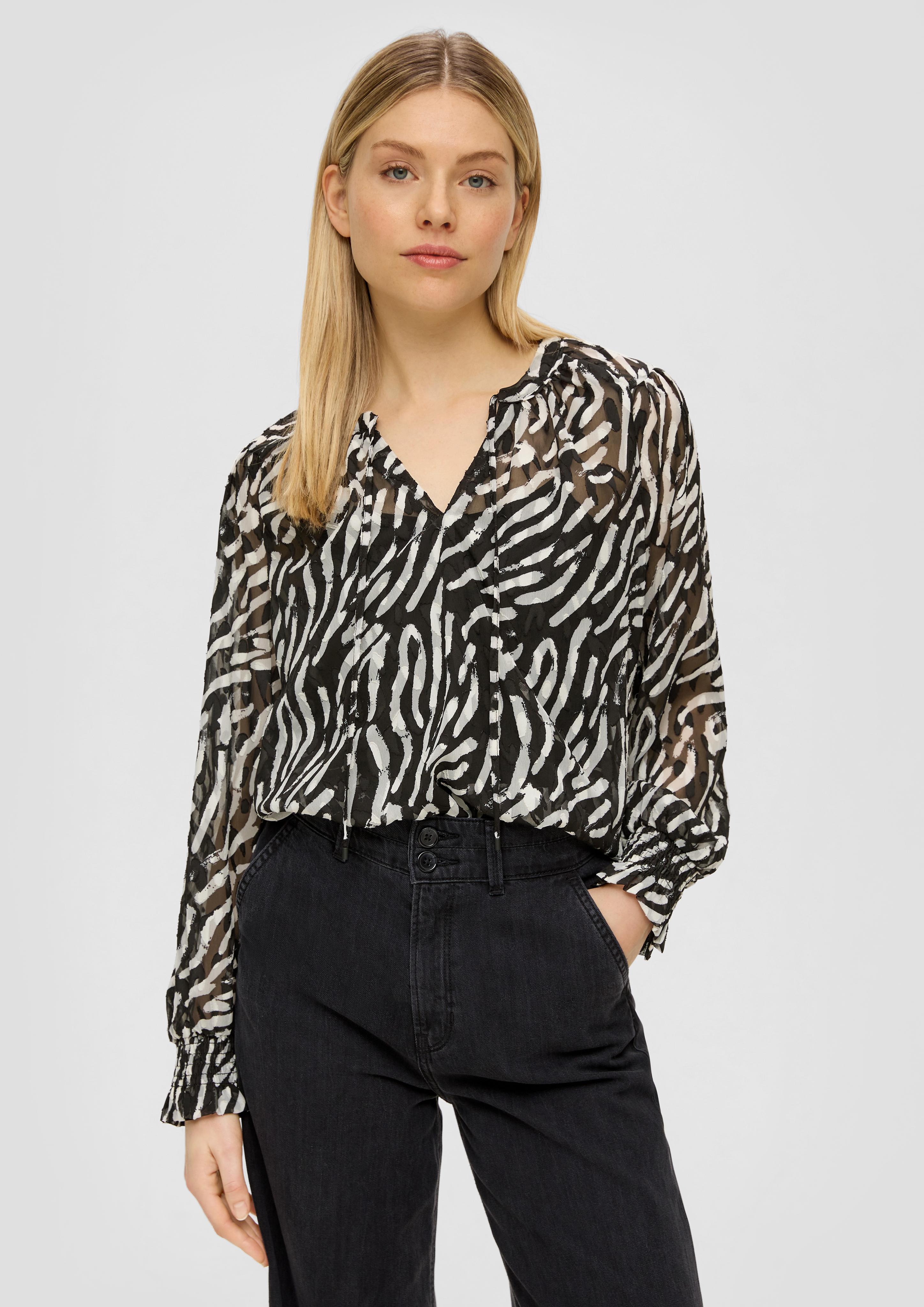 Semitransparente Bluse aus Jacquard  2138962-99A4