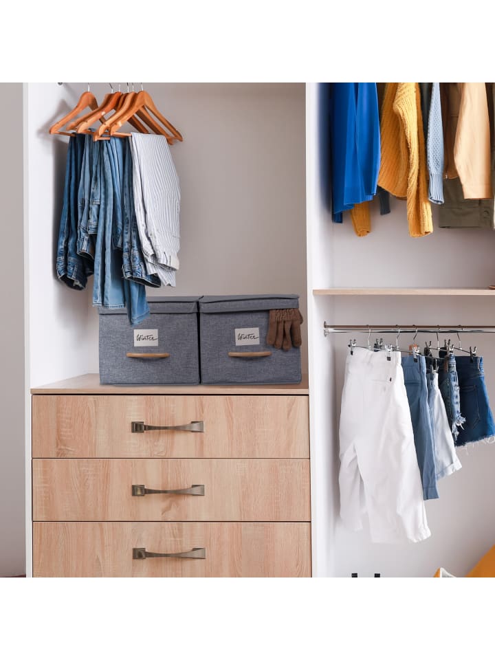 relaxdays 2 x Aufbewahrungsbox in Grau - (B)30 x (H)25 x (T)42,5 cm günstig kaufen onesize