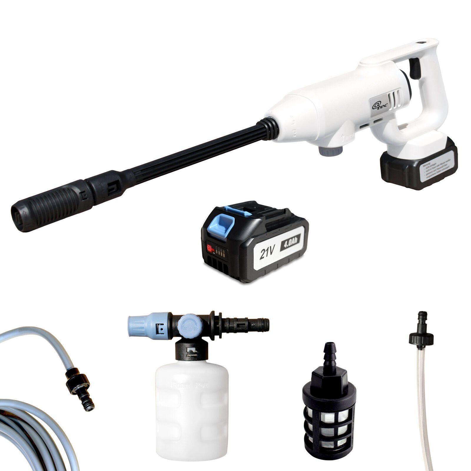 @tec Akku-Hochdruckreiniger 74 Wh, 4000 mA, max. 22 bar, mit Zusatzakku, Ladegerät, mobiler Druckreiniger