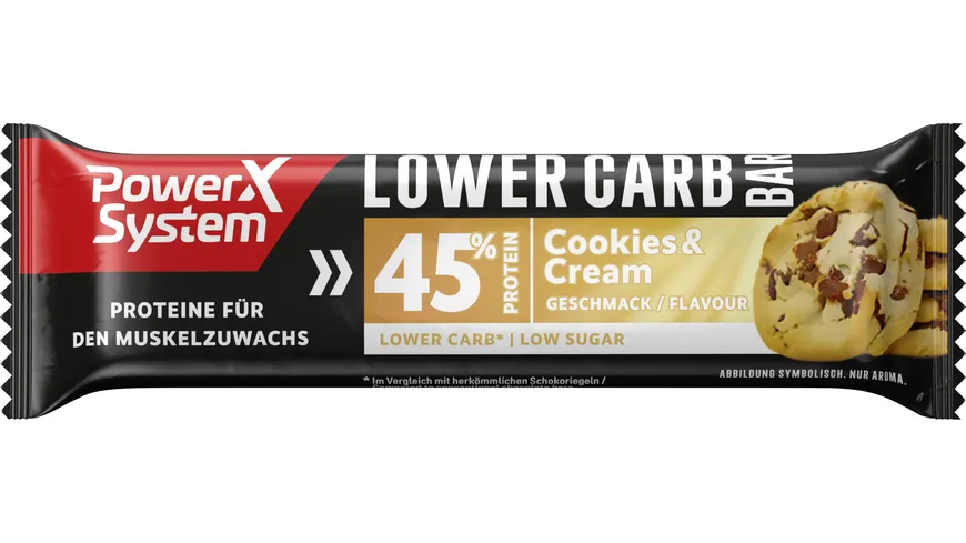 Power System Proteinriegel Lower Carb Bar Cookies & Cream 40 g
