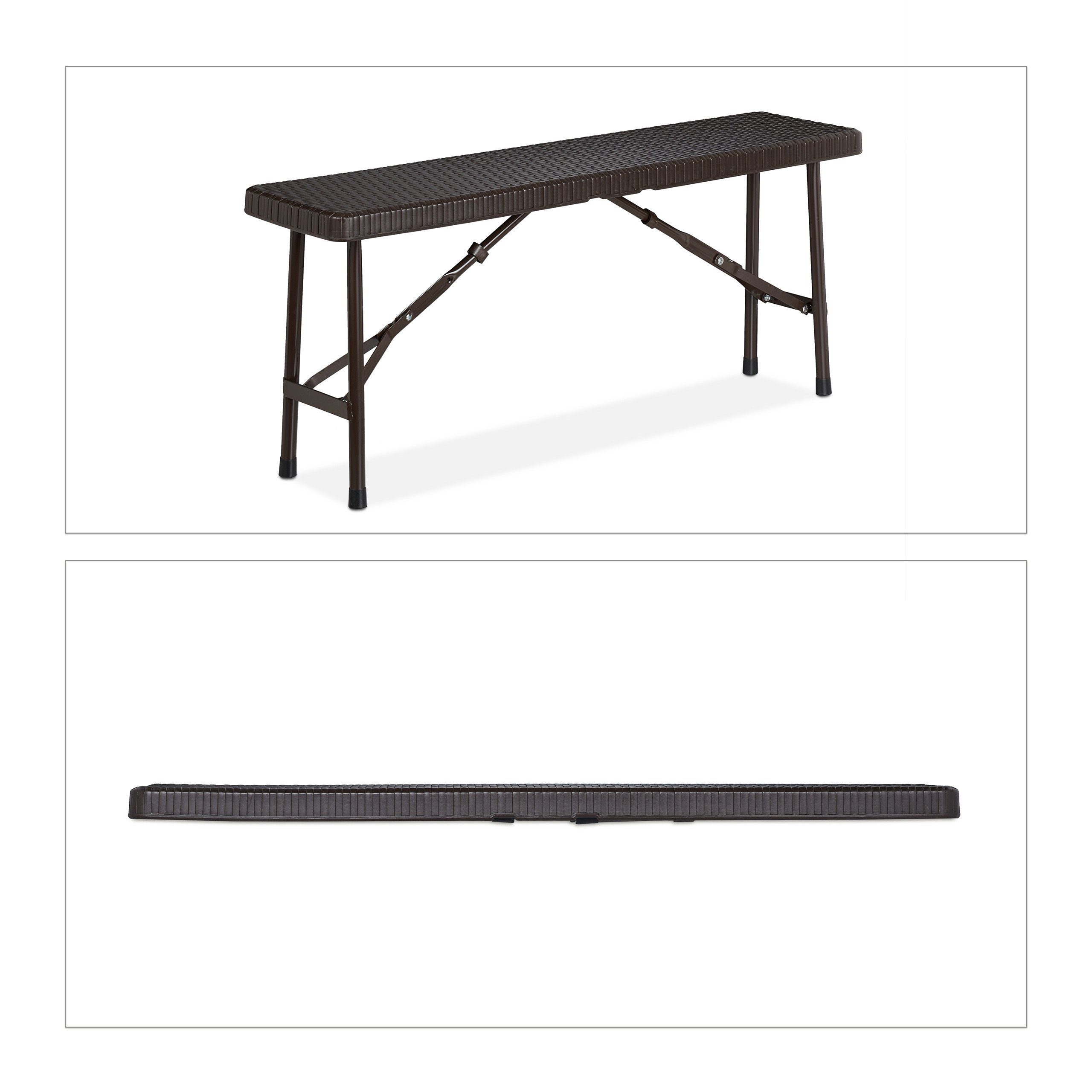 relaxdays Gartenbank Braune Bierbank 2er Set