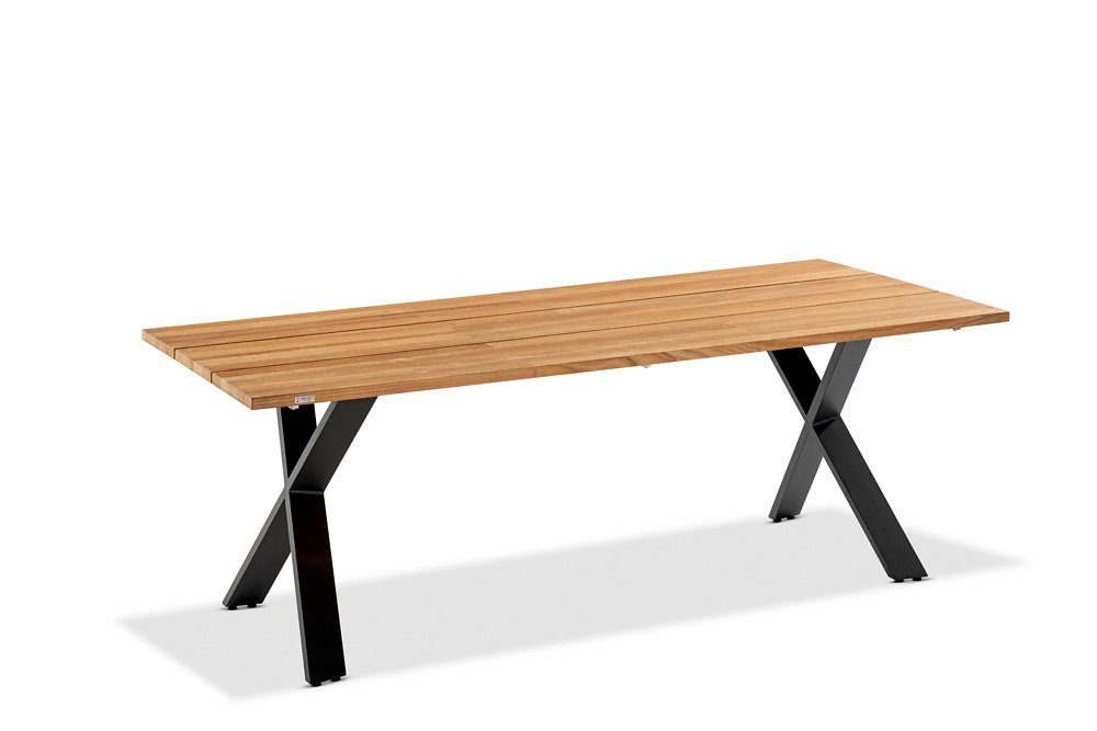 NIEHOFF GARDEN Gartentisch Niehoff Noah Tisch Aluminium X-Gestell Anthrazit/Teak (1)