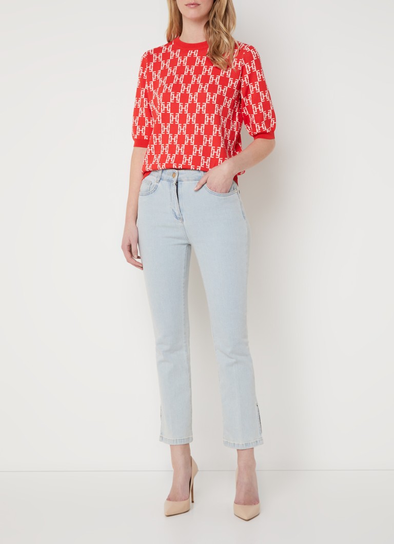 Fifth House Adela fine knit top with logo print