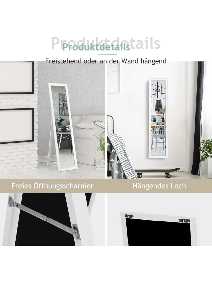 COSTWAY 2 in 1 Ganzkörperspiegel in Weiß günstig kaufen 155 cm