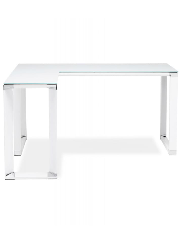 KADIMA DESIGN Eckbüro Schreibtisch aus Metall und Glas | Moderner Industriestil in Weiß günstig kaufen