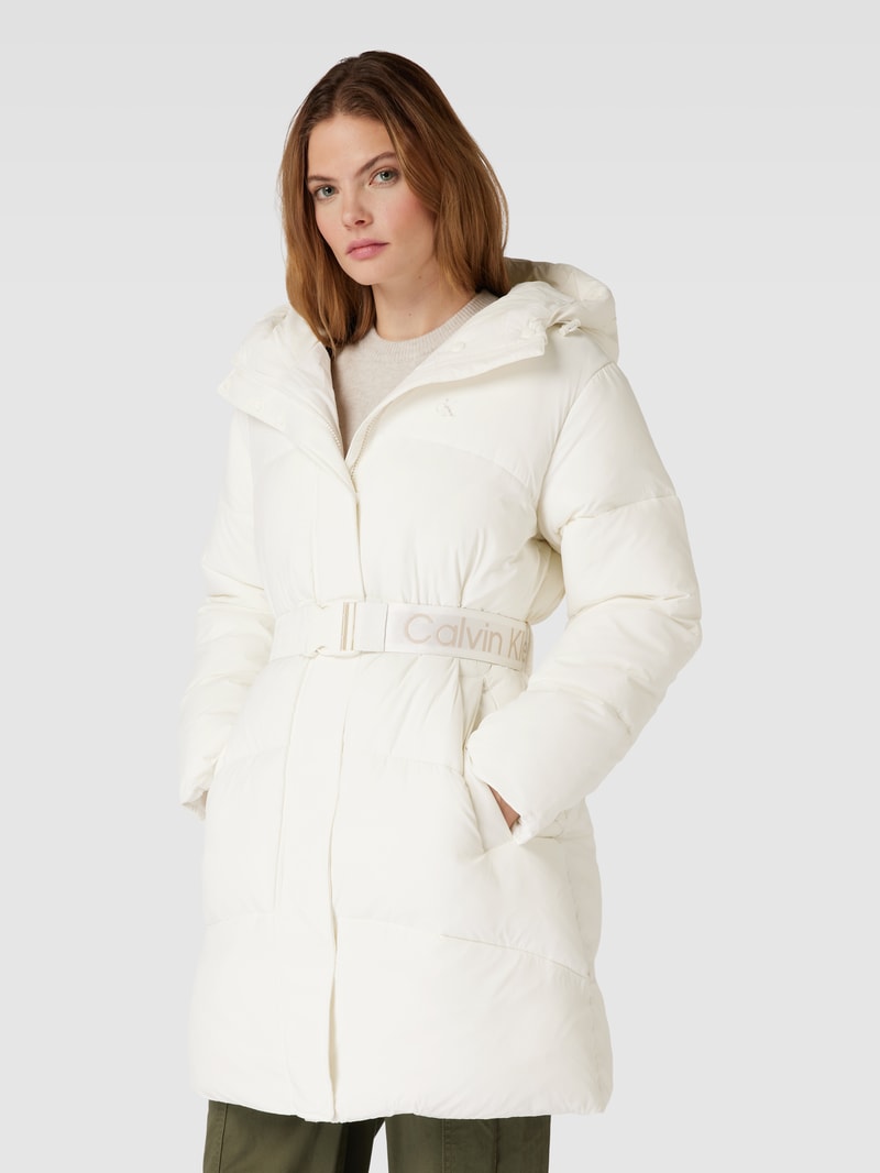 Steppmantel mit Label-Print in offwhite