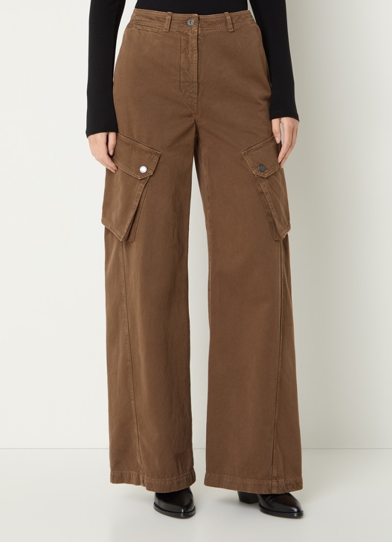 Pantaloni cargo MaxMara Elvy cu talie înaltă, cu buzunare laterale și croială lată