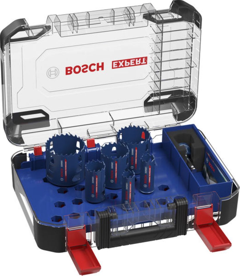 Conjunto de serras copo Bosch Blue Accessories 2608901906 EXPERT Power-Change, multimaterial, universal, 22/25/35/51/60/68 mm, 9 peças