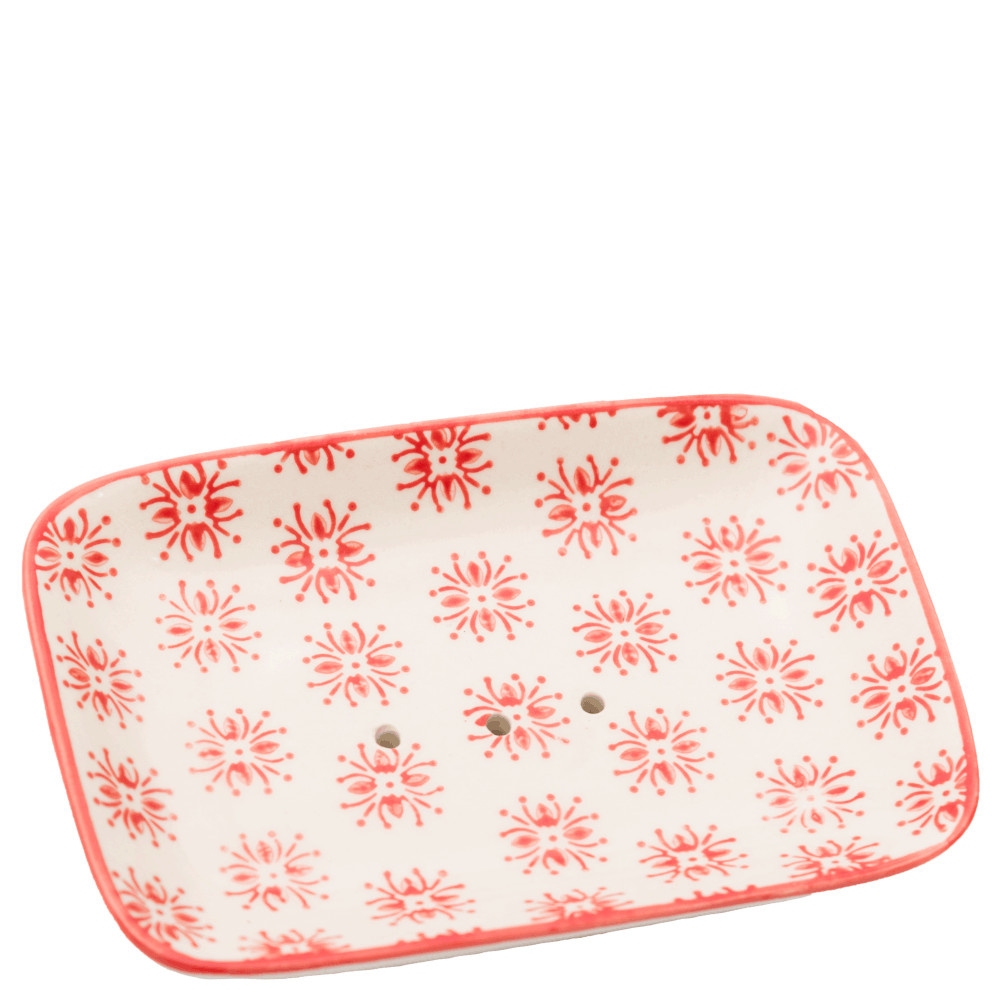 La savonnerie de nyons Porte-Savon Rectangulaire Pattern Rouge Porte-savon