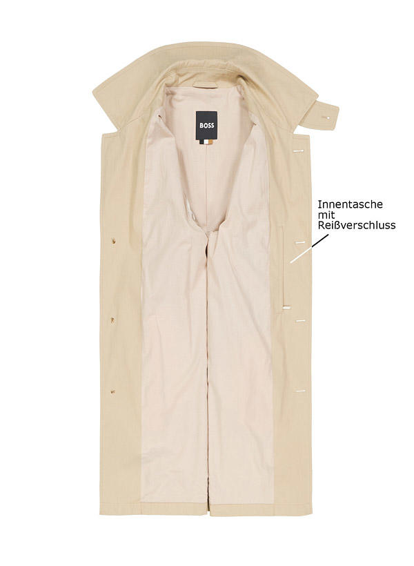 BOSS Black, Mantel Clark, Relaxed Fit, Baumwolle-Stretch, beige