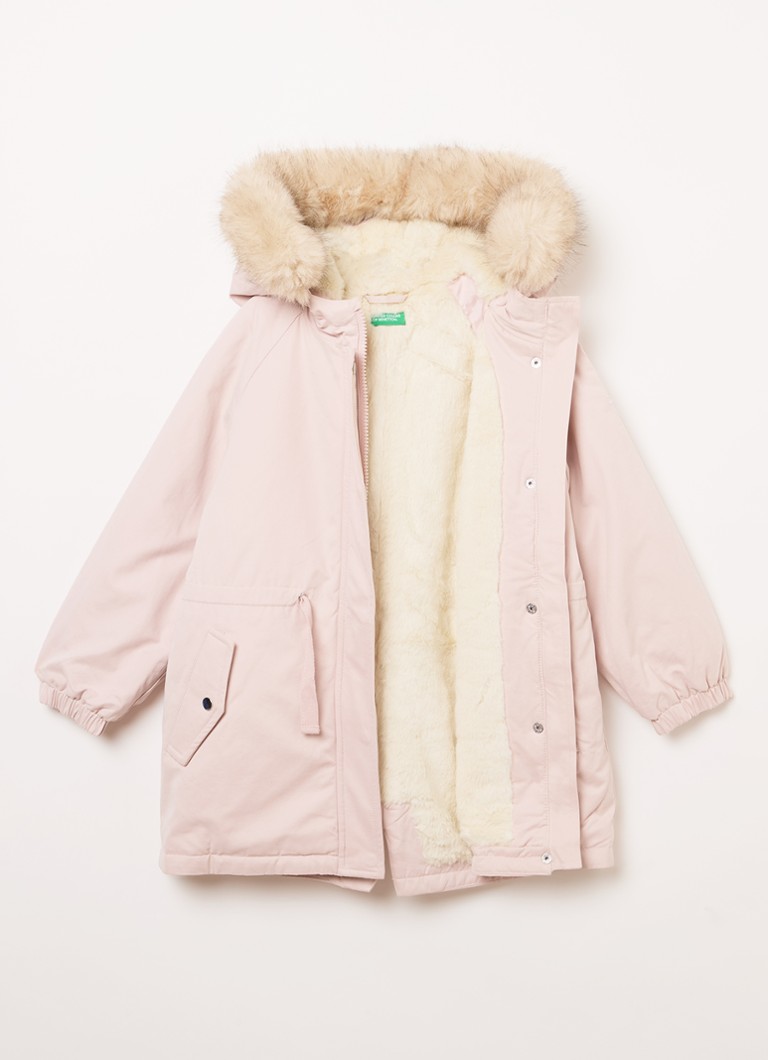 Parka matlasată Benetton cu guler din blană artificială