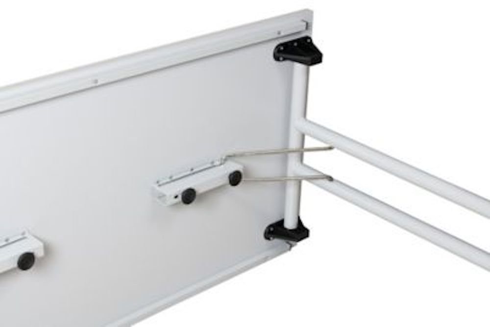 PROREGAL® Klapptisch Klapptisch Lizard, T-Fuß-Gestell-Rund, HxBxT 75x140x70cm, Chrom-Grau