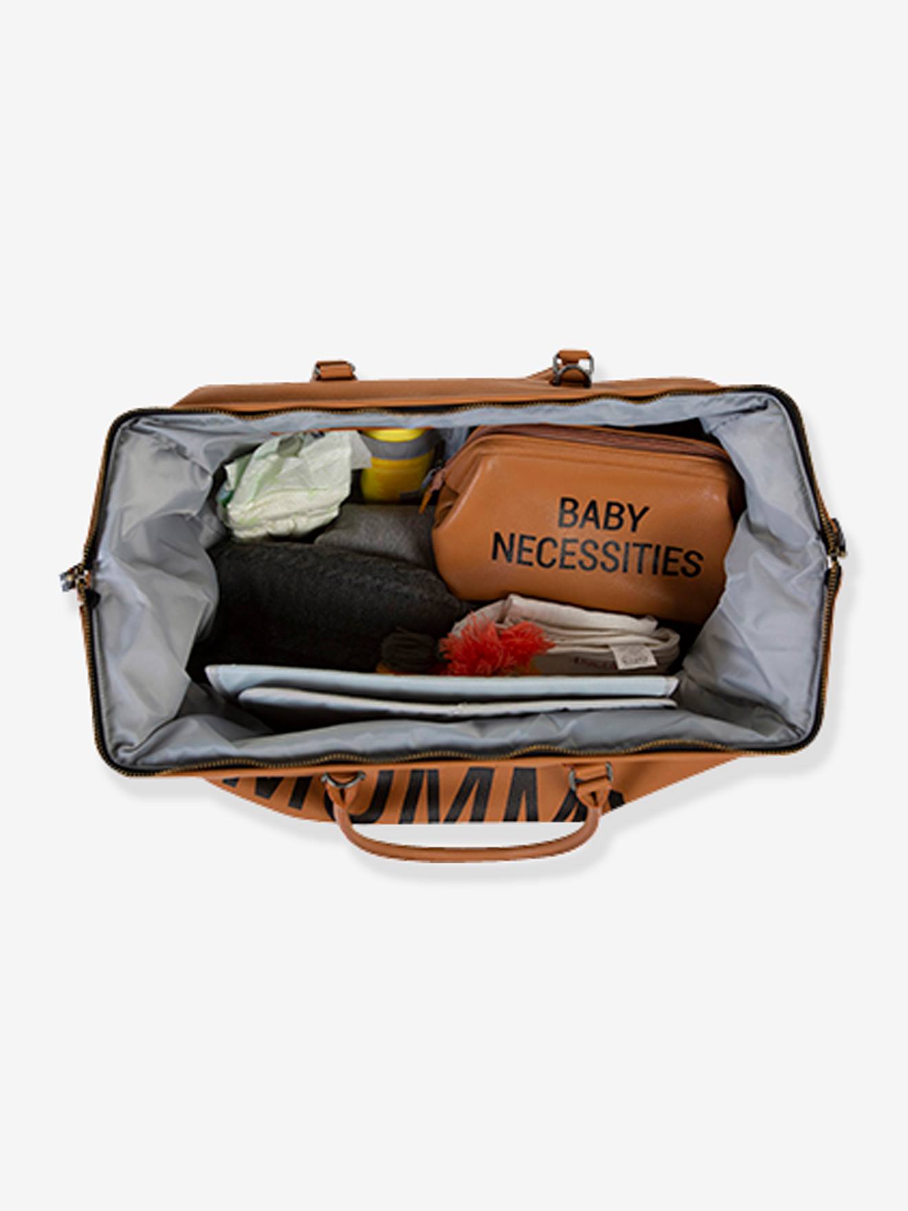 Sac à langer Mommy bag simili cuir CHILDHOME brun