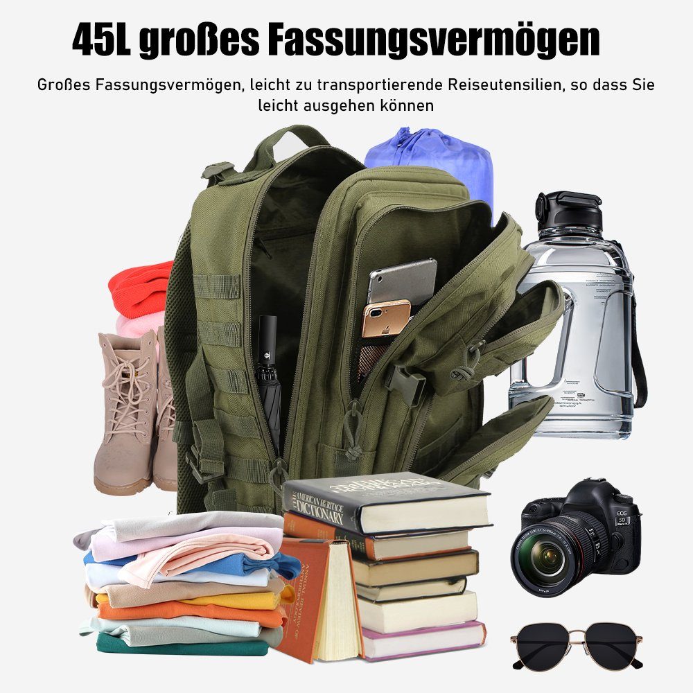 MDHAND Wanderrucksack Taktischer Rucksack, 45L, Hohe Kapazität, Camping