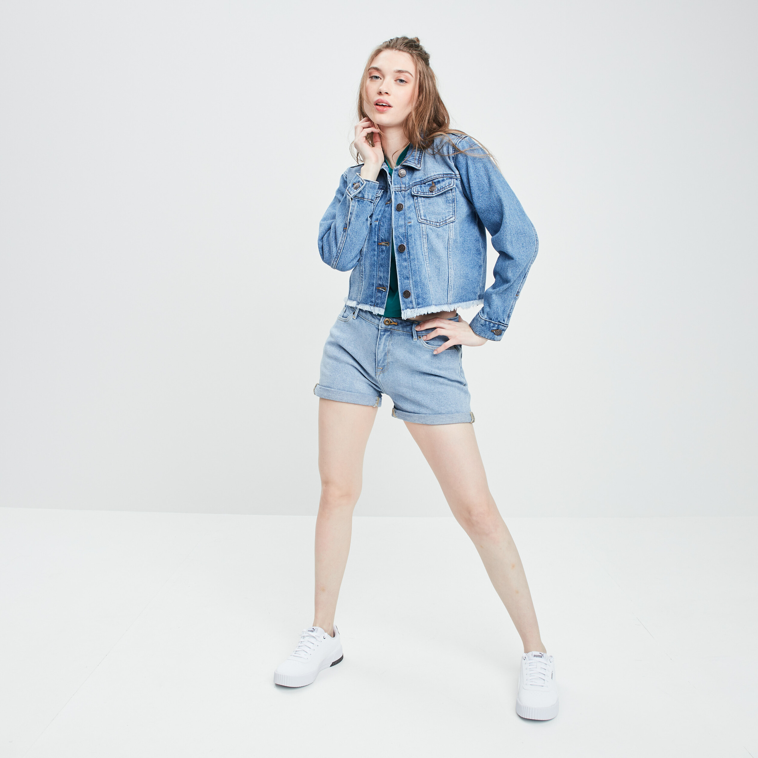 Veste droite en jean denim double stone femme | La Halle