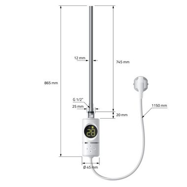 ECD Germany Badheizkörper Elektrisch mit Heizstab 1200W, 600x1500mm Weiß