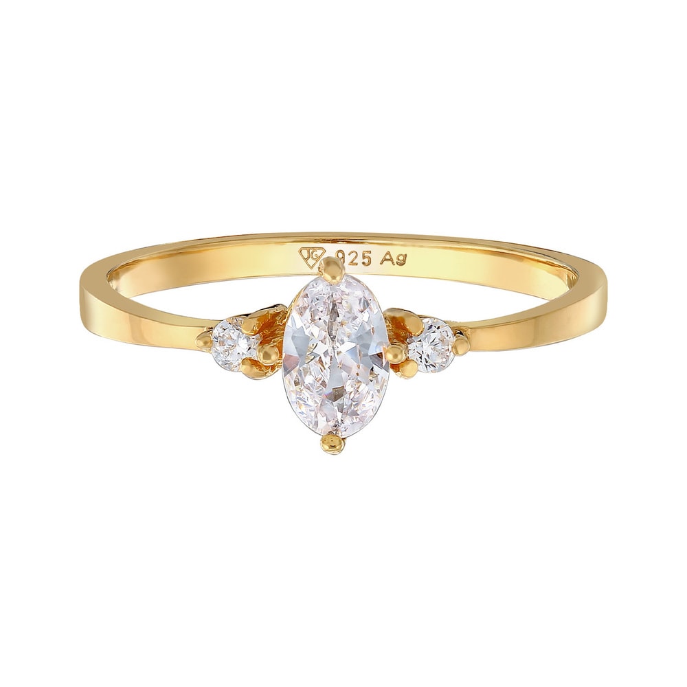 Elli Elli Bague Femmes Bague de fiançailles Ovale avec Cristal de Zirconium en Argent  Bague