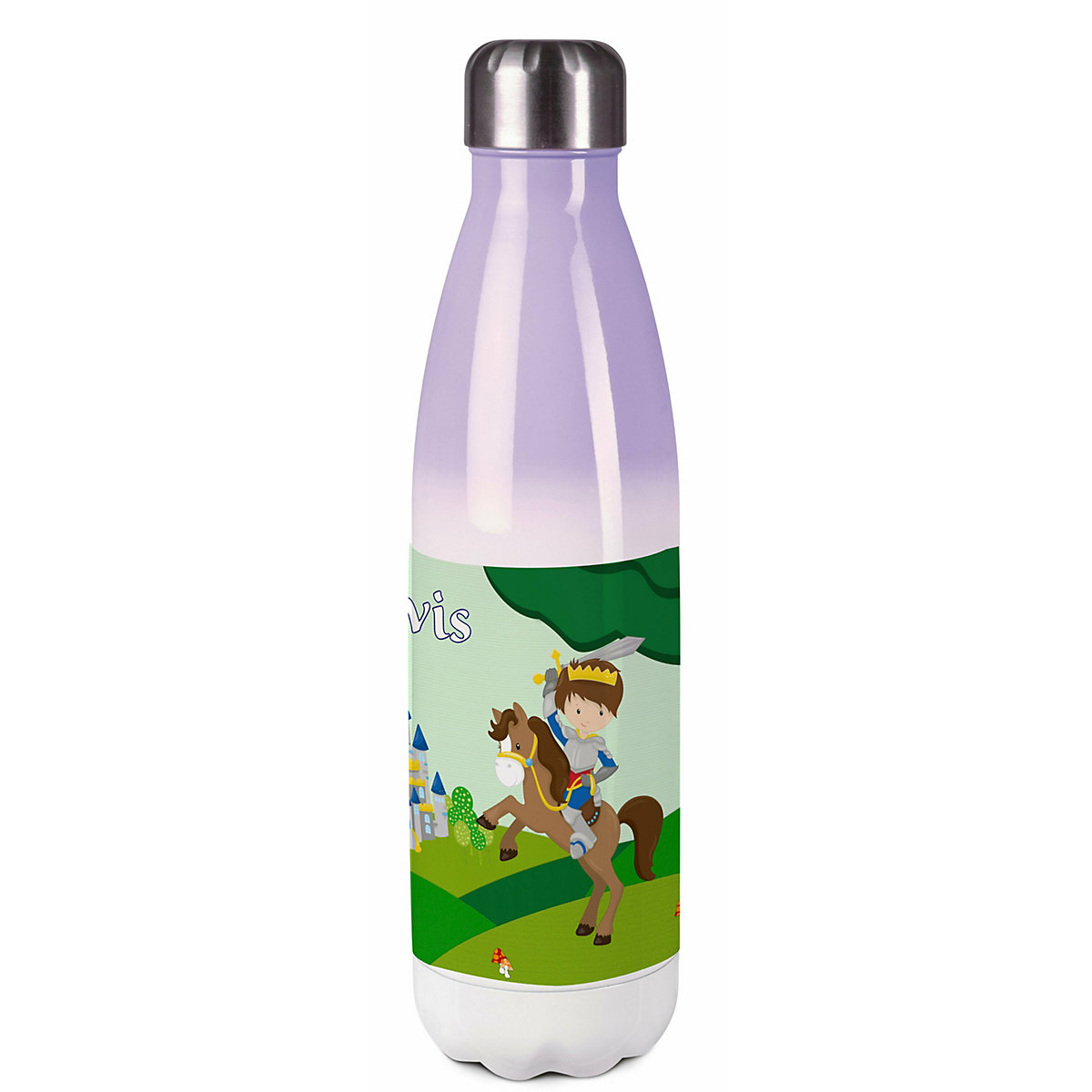 Edelstahl Kinder Thermoflasche / Trinkflasche bunt Ritter 2 Spülmaschinenfest, Auslaufsicher, Bruchfest, Doppelwandig, Für Heißgetränke geeignet, Mit Deckel, Isoliert