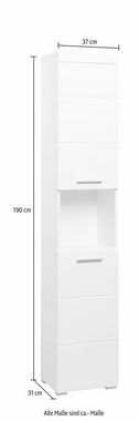 INOSIGN Hochschrank Avena Höhe 190 cm, Badezimmerschrank mit 2 Türen und 1 offenen Fach