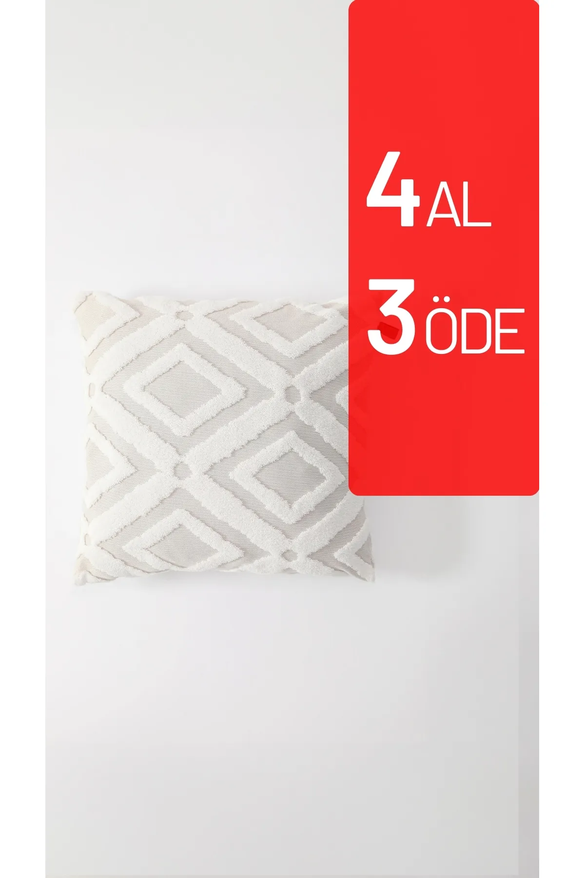 FAVORA  Ethnisch gemusterter, spezieller Punch-Wurf-Kissenbezug, 42 x 42 cm, Creme