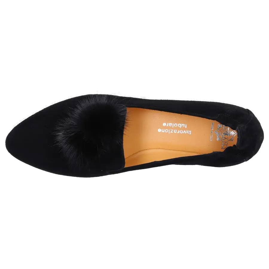 Truman's - Ballerinas 8858 Veloursleder Bommel schwarz - schwarz