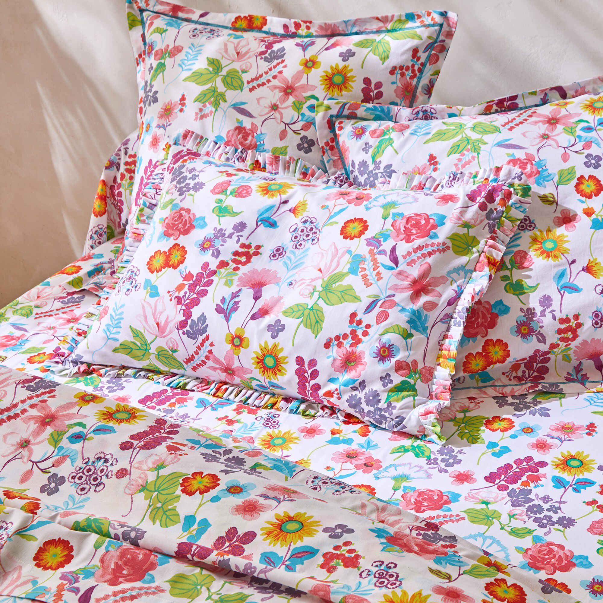 Linge de lit Kelly en coton imprimé floral