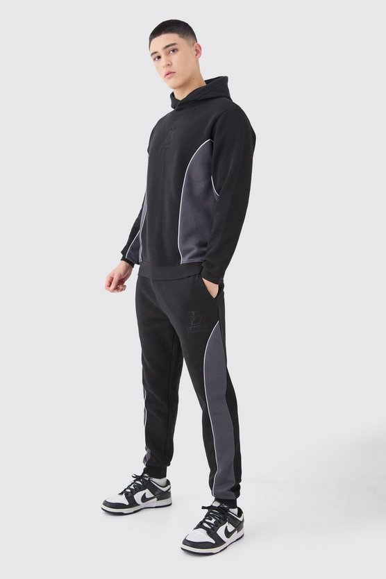Bestickter Slim-Fit Colorblock Trainingsanzug