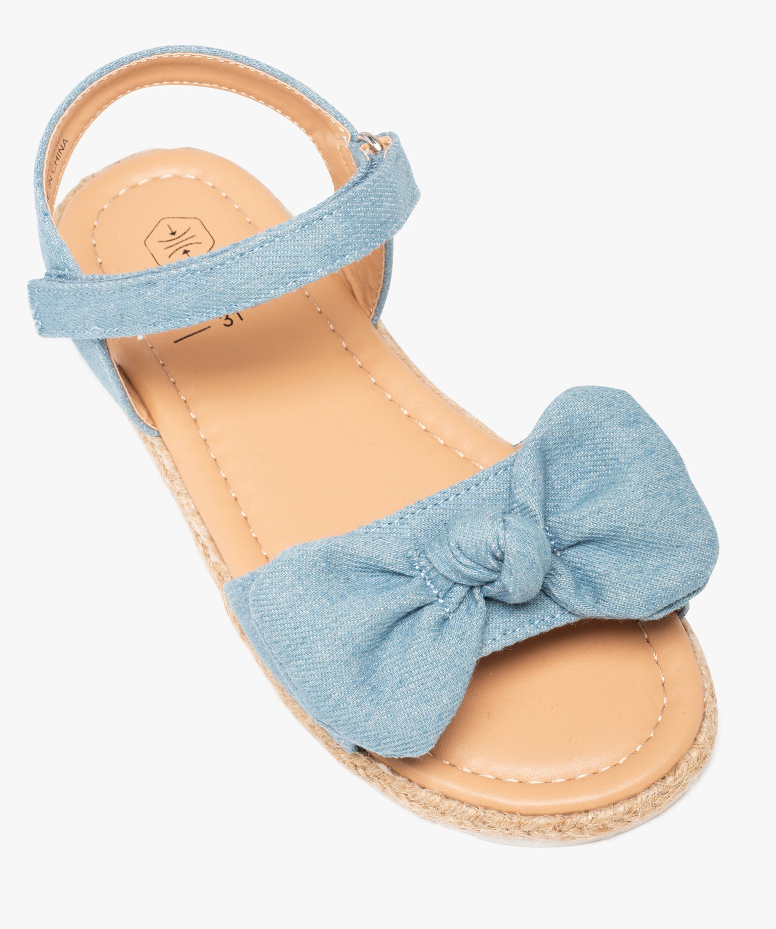 Sandales filles à brides en denim avec n?ud décoratif bleu | GEMO