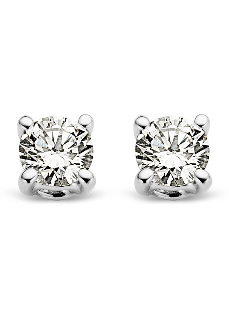Diamond Point White gold solitaire lab-grown diamond stud earrings, 0.08 ct. 0.08 ct diamond Lab-grown diamond