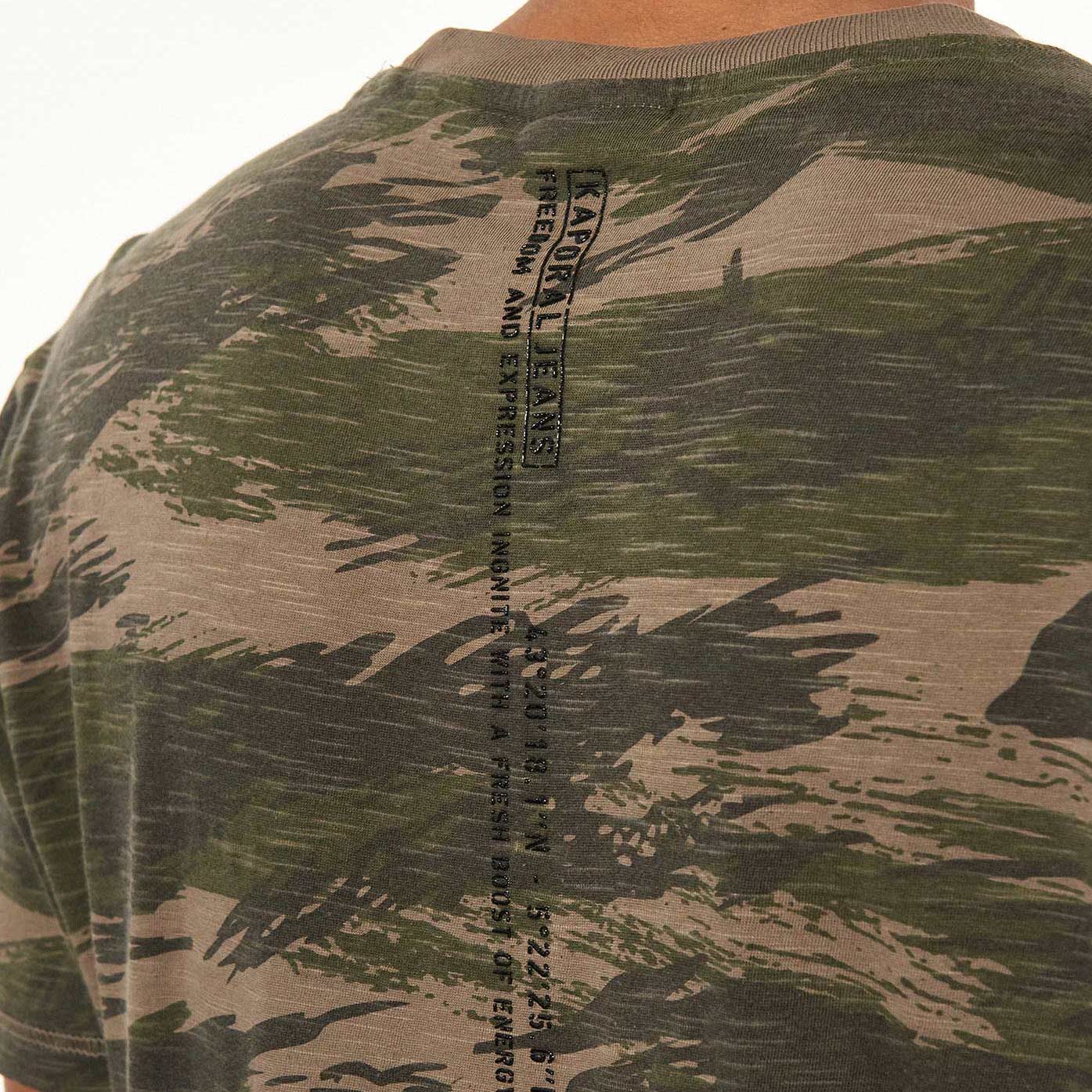 MAEL   T-shirt camouflage kaki Homme en 100% coton
