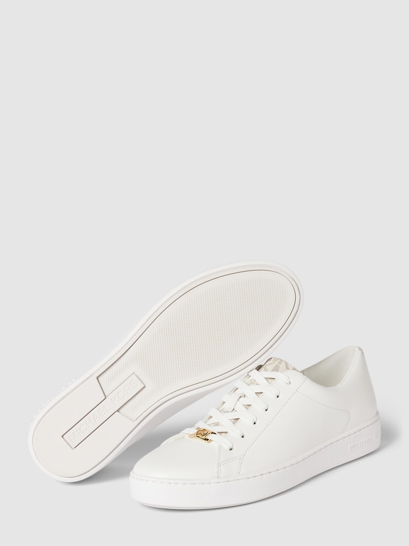 Sneaker aus Leder mit Label-Details Modell 'KEATON' in offwhite