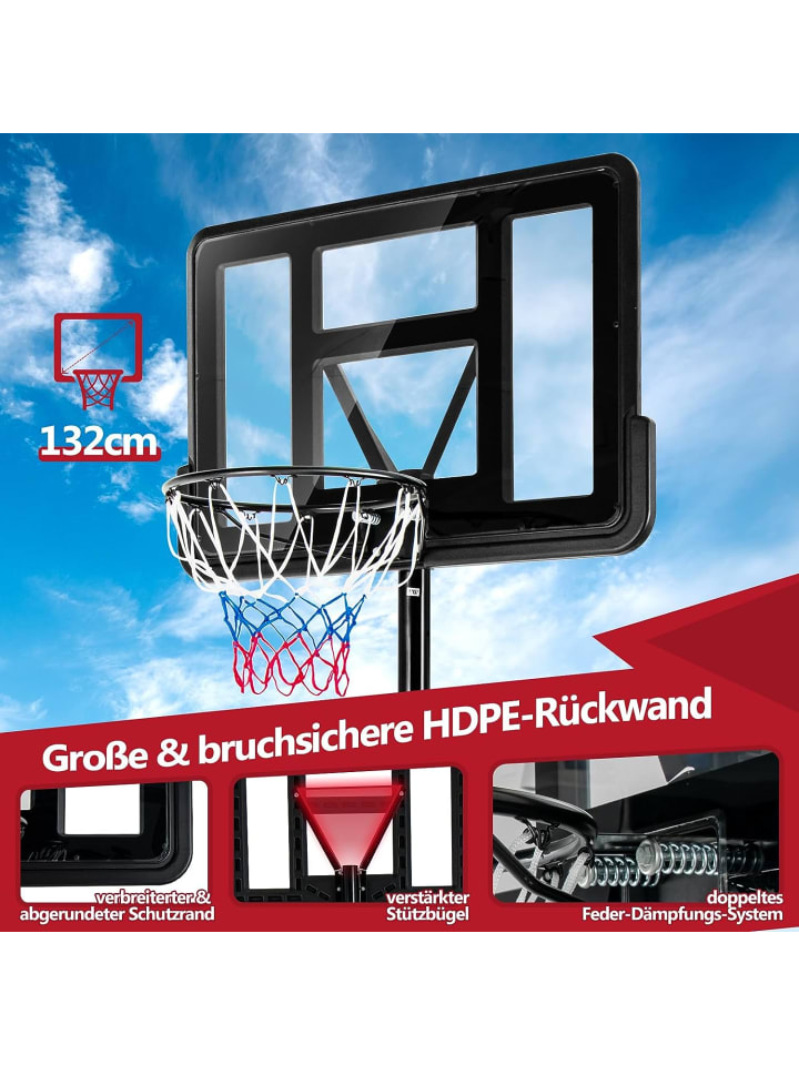 COSTWAY Basketballständer 130-305 cm in Schwarz günstig kaufen 90 x 60 cm