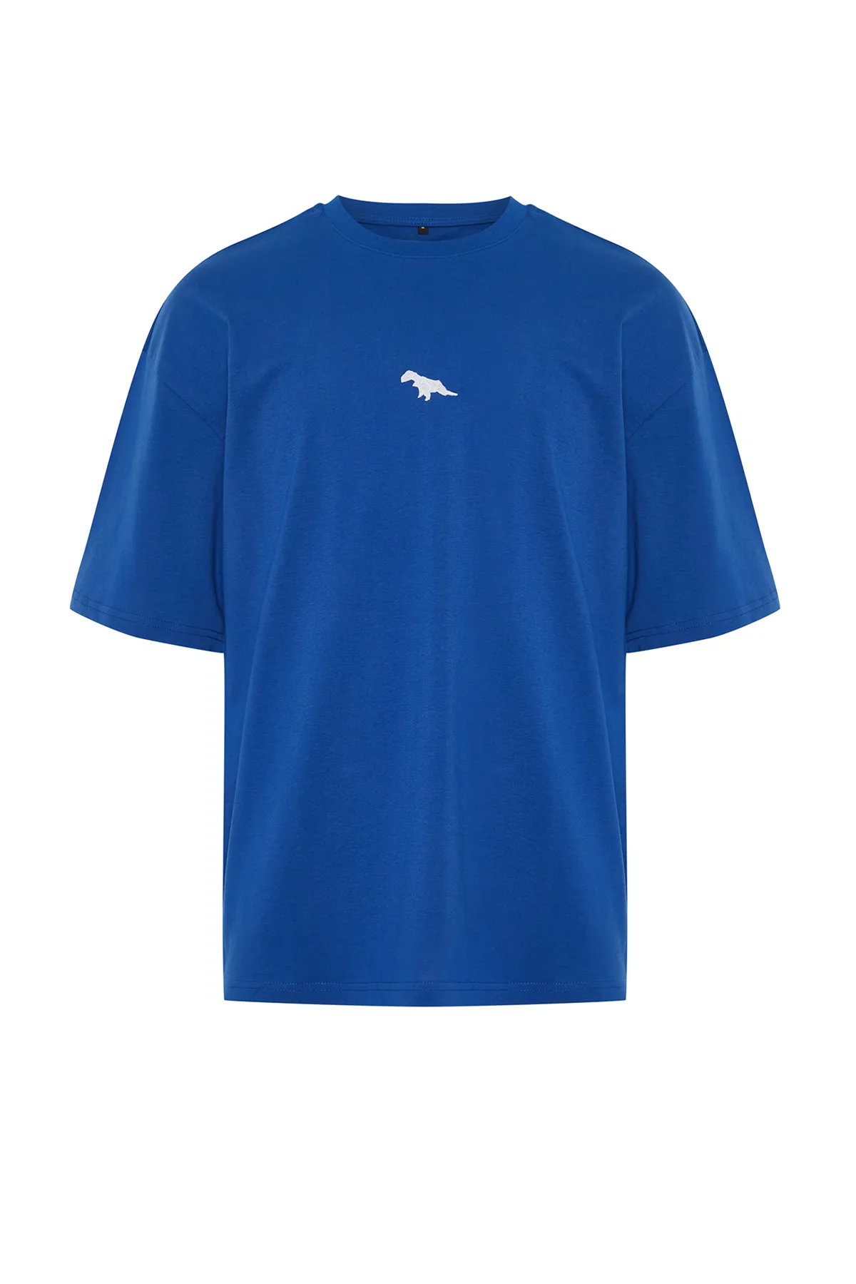 Trendyol Collection  Indigofarbenes, übergroßes/weit geschnittenes, kurzärmliges, mit Dinosauriern besticktes T-Shirt aus 100 % Baumwolle TMNSS23TS00243