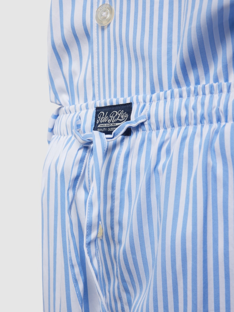Pyjama mit Kontrastpaspeln Modell 'WOVEN' in blau