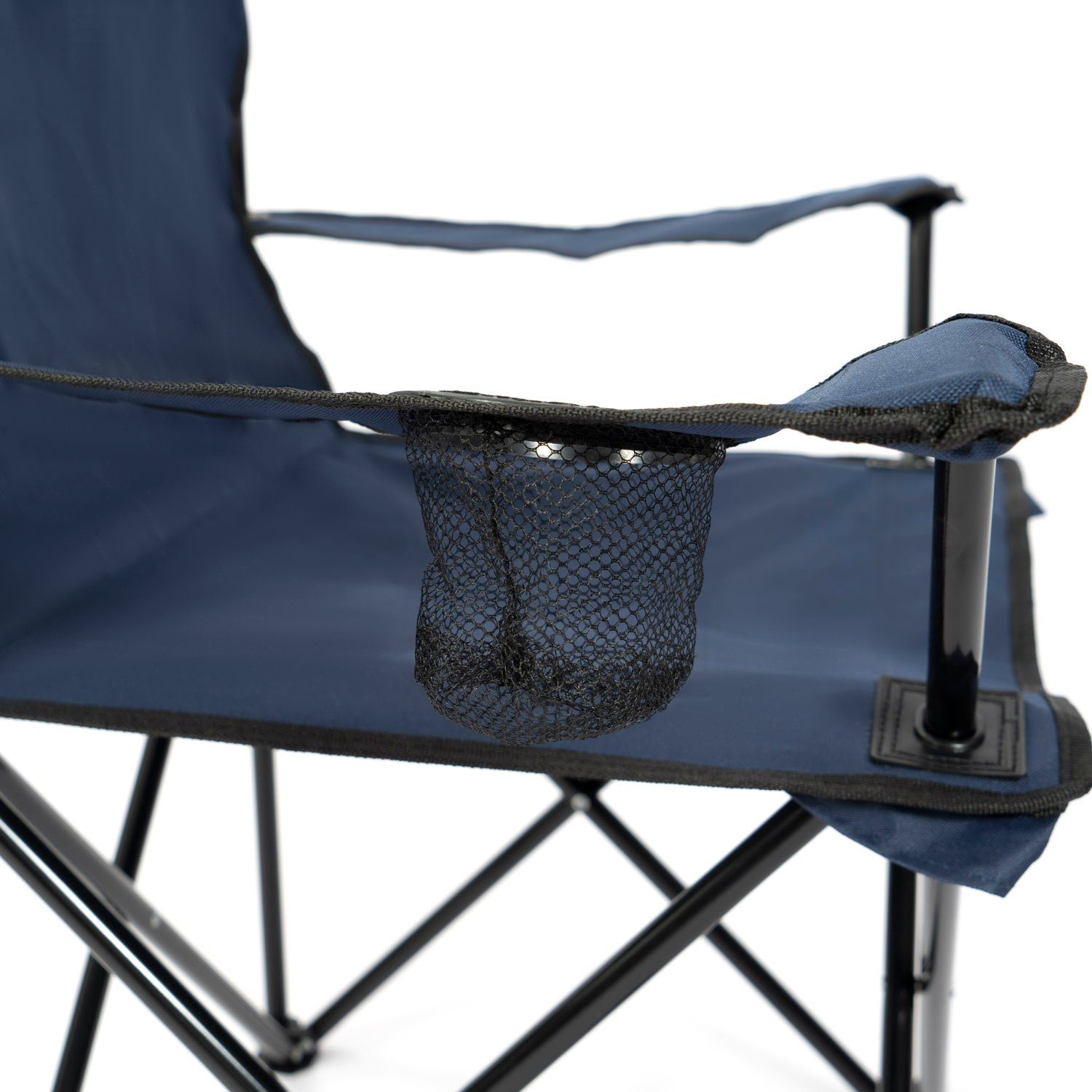 24Move Campingstuhl 24MOVE® Campingstuhl faltbar,Anglerstuhl,Liegestuhl mit Getränkehalter (bis max. 100 kg), mit Tragetasche, blau, Klappstuhl, bis 100kg belastbar